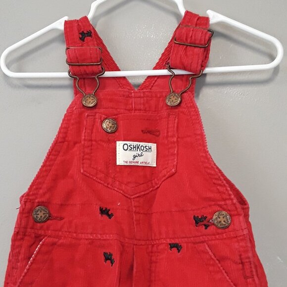 OSHKOSH Girl Scotty Dog Corduroy Bib Overalls - Picture 2 of 10